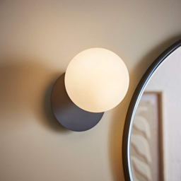 ValueLights Darla Navy Frosted Globe Bathroom Wall Light and Bulb - thumbnail 3