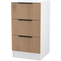 Crowndale Java Slatt Effect and White 3 Drawer Bedside Cabinet - thumbnail 4