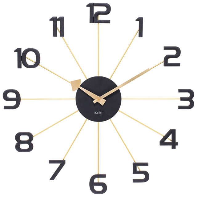 Acctim Astraea Gold and Black Spoke Wall Clock - image 1
