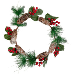 Samuel Alexander 40cm Wreath with Red Berries and Pinecones