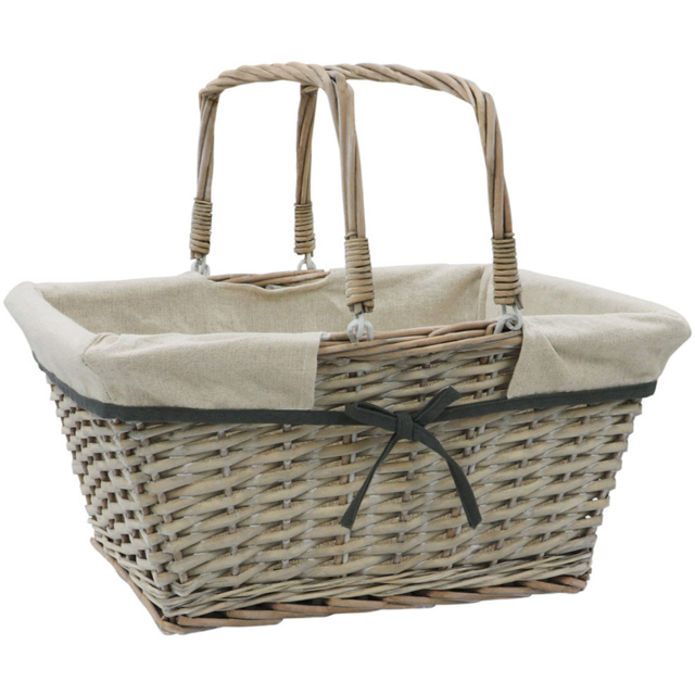 JVL 20L Arianna Grey Rectangular Willow Shopping Basket - image 1