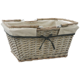 JVL 20L Arianna Grey Rectangular Willow Shopping Basket - thumbnail 3