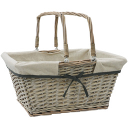 JVL 20L Arianna Grey Rectangular Willow Shopping Basket