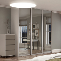 Spacepro Shaker Single Panel Cashmere Frame Mirror Sliding Door 2220 x 610mm - thumbnail 2