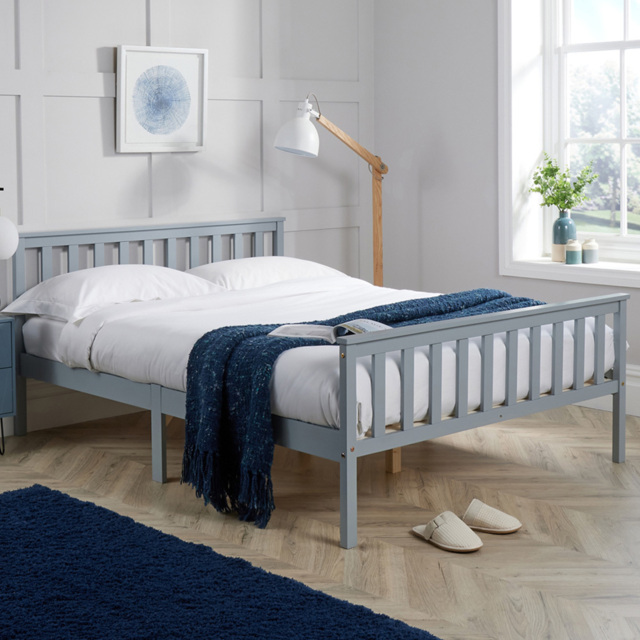 Home Source Florida Grey Small Double Low End Wooden Bed - image 1