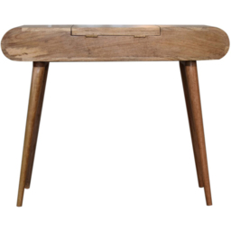 Artisan Furniture 3 Drawer Beige Oak Solid Wood Round Dressing Table with Foldable Mirror - thumbnail 4