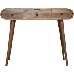Artisan Furniture 3 Drawer Beige Oak Solid Wood Round Dressing Table with Foldable Mirror - thumbnail 3
