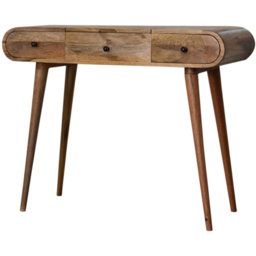 Artisan Furniture 3 Drawer Beige Oak Solid Wood Round Dressing Table with Foldable Mirror - thumbnail 2