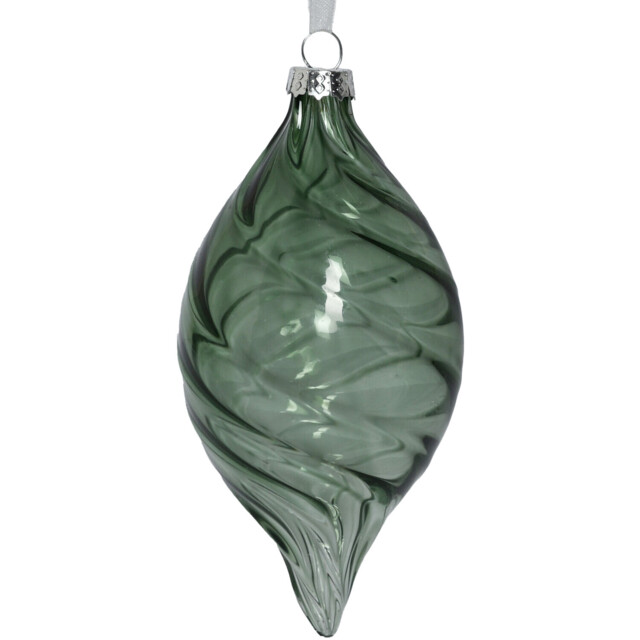 Clear Sage Green Glass Droplet Bauble