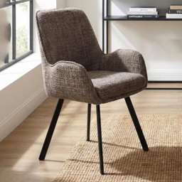 FWStyle Amelia Carver Fawn Chenille Upholstered Swivel Dining Chair Set of 2 - thumbnail 1