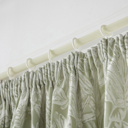 Alan Symonds Chenille Jacquard Lined Pencil Pleat Taped Top Curtains Green 117 x 183cm - thumbnail 2
