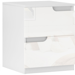 Portland 2 Drawer White Bedside Table - thumbnail 2