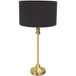 ValueLights Maggie Charcoal and Gold Drum Shade Candlestick LED Table Lamp - thumbnail 1