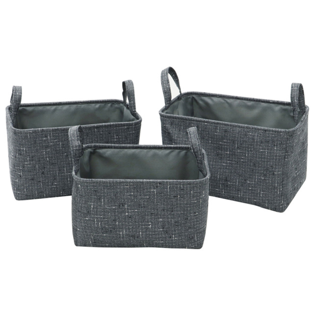 JVL Shadow Rectangular Fabric Storage Baskets with Handles 3 Pack - image 1