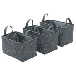 JVL Shadow Rectangular Fabric Storage Baskets with Handles 3 Pack - thumbnail 3