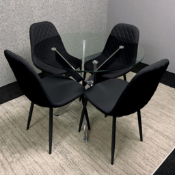 Kosy Koala Maya Gem 4 Seater Round Glass Dining Set Black