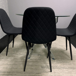 Kosy Koala Maya Gem 4 Seater Round Glass Dining Set Black - thumbnail 3