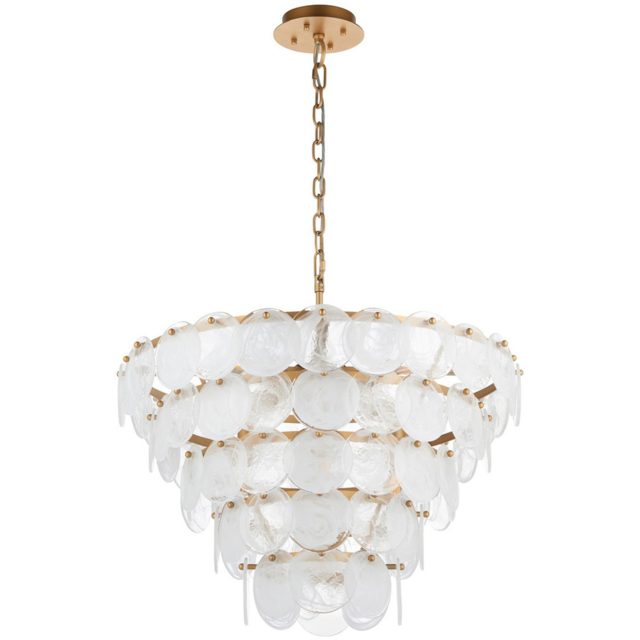 Merano Trapani White Clear Glass Antique Gold Paint Pendant Light - image 1