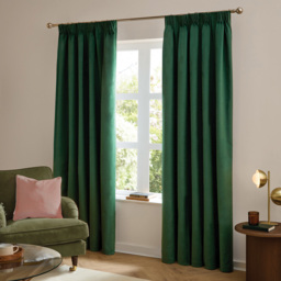 Furn The Ultimate Velvet Fully Lined Pencil Pleat Curtains Emerald 229 x 229cm