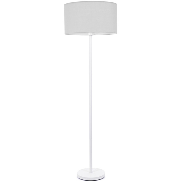 ValueLights Charlie White Floor Lamp with Grey Drum Shade and Bulb - image 1
