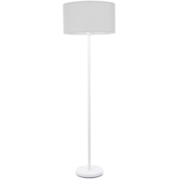 ValueLights Charlie White Floor Lamp with Grey Drum Shade and Bulb - thumbnail 1