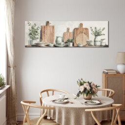 Rustic Kitchen Still Life Brown Canvas Wall Art 29 x 89cm - thumbnail 2