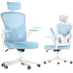 Rattrix Mesh Blue Height Adjustable Ergonomic Office Chair with Flip-Up Arms and Lumbar Support - thumbnail 2