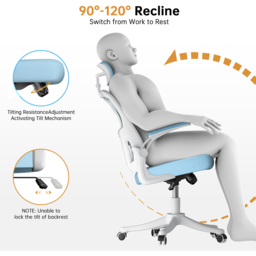 Rattrix Mesh Blue Height Adjustable Ergonomic Office Chair with Flip-Up Arms and Lumbar Support - thumbnail 4