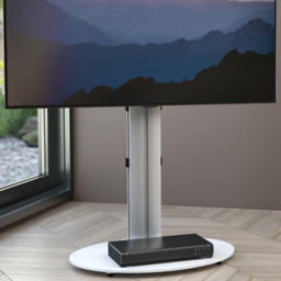 AVF Eno Silver and White Glass Pedestal TV Unit