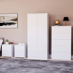 Vida Designs Denver 4 Piece White Bedroom Furniture Set - thumbnail 1