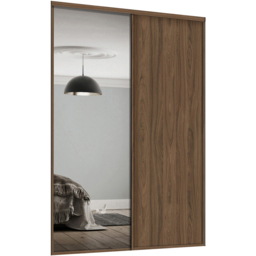 Spacepro Classic 2 Door Walnut Frame Sliding Wardrobe Kit with Single Panel and Mirror 1489mm