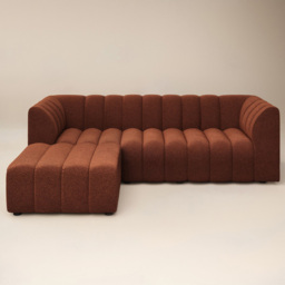 SOLACE+CO Halle Burnt Orange 3 Seater Chenille Sofa with Footstool - thumbnail 2