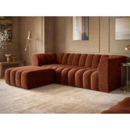 SOLACE+CO Halle Burnt Orange 3 Seater Chenille Sofa with Footstool - thumbnail 4
