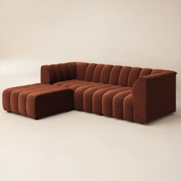 SOLACE+CO Halle Burnt Orange 3 Seater Chenille Sofa with Footstool - thumbnail 3