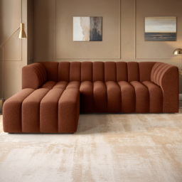 SOLACE+CO Halle Burnt Orange 3 Seater Chenille Sofa with Footstool - thumbnail 1