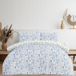Smart Living Blue Single Holiday Postcard Duvet Set - thumbnail 1