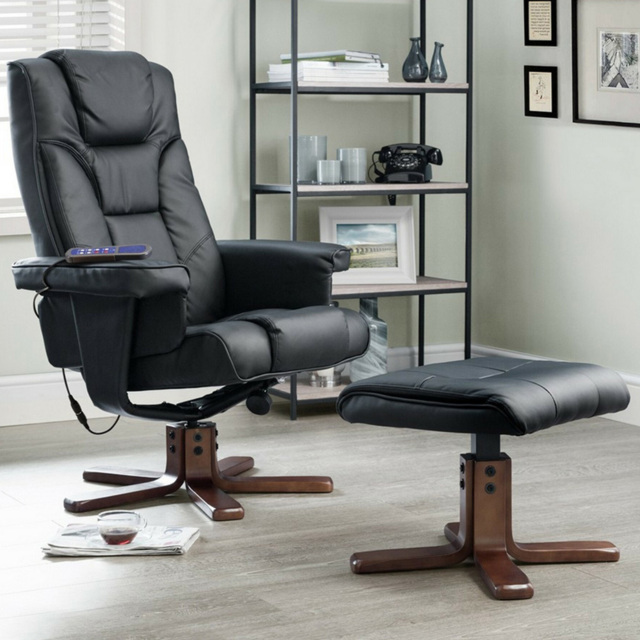 Julian Bowen Malmo Black Massage and Heat Recliner Chair with Footstool - image 1
