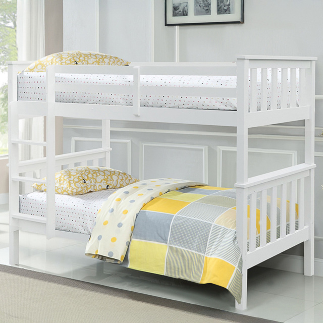 Comfy Living Premium Single White Wooden Bunk Bed - image 1