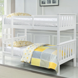 Comfy Living Premium Single White Wooden Bunk Bed - thumbnail 1