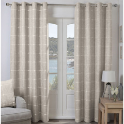 Divante Salcombe Linen Check Eyelet Curtain Natural 168 x 228cm