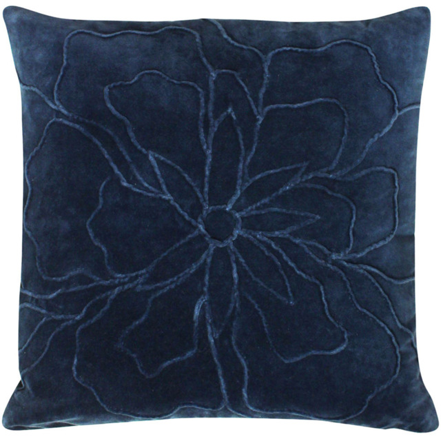 furn. Angeles Navy Floral Velvet Cushion - image 1