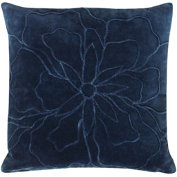 furn. Angeles Navy Floral Velvet Cushion - thumbnail 1
