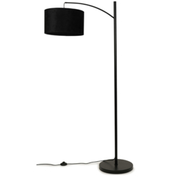 ValueLights Preto Black Velvet Shade Metal LED Floor Lamp