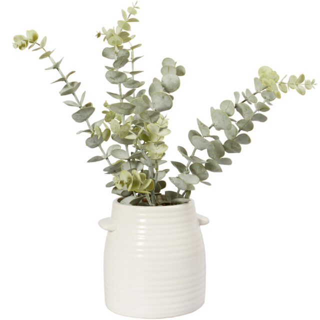 Eucalyptus Artificial Plant in White Ceramic Pot 40cm - image 1