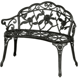 Home Source Rose Black Metal Garden Bench - thumbnail 2