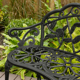 Home Source Rose Black Metal Garden Bench - thumbnail 3