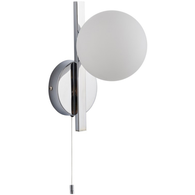 Merano Riomaggiore Chrome Plate Matt Opal Glass Bathroom Wall Lamp - image 1