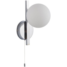 Merano Riomaggiore Chrome Plate Matt Opal Glass Bathroom Wall Lamp - thumbnail 1