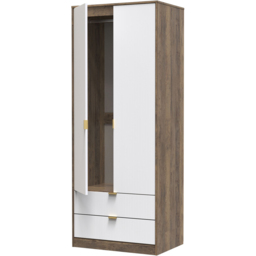 Crowndale 2 Door 2 Drawer White Matt and Vintage Oak Wardrobe Ready Assembled - thumbnail 4