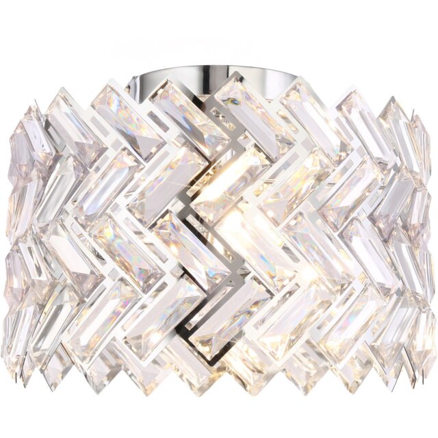 Eleanor Silver Crystal Effect Acrylic Flush Ceiling Fitting - image 1
